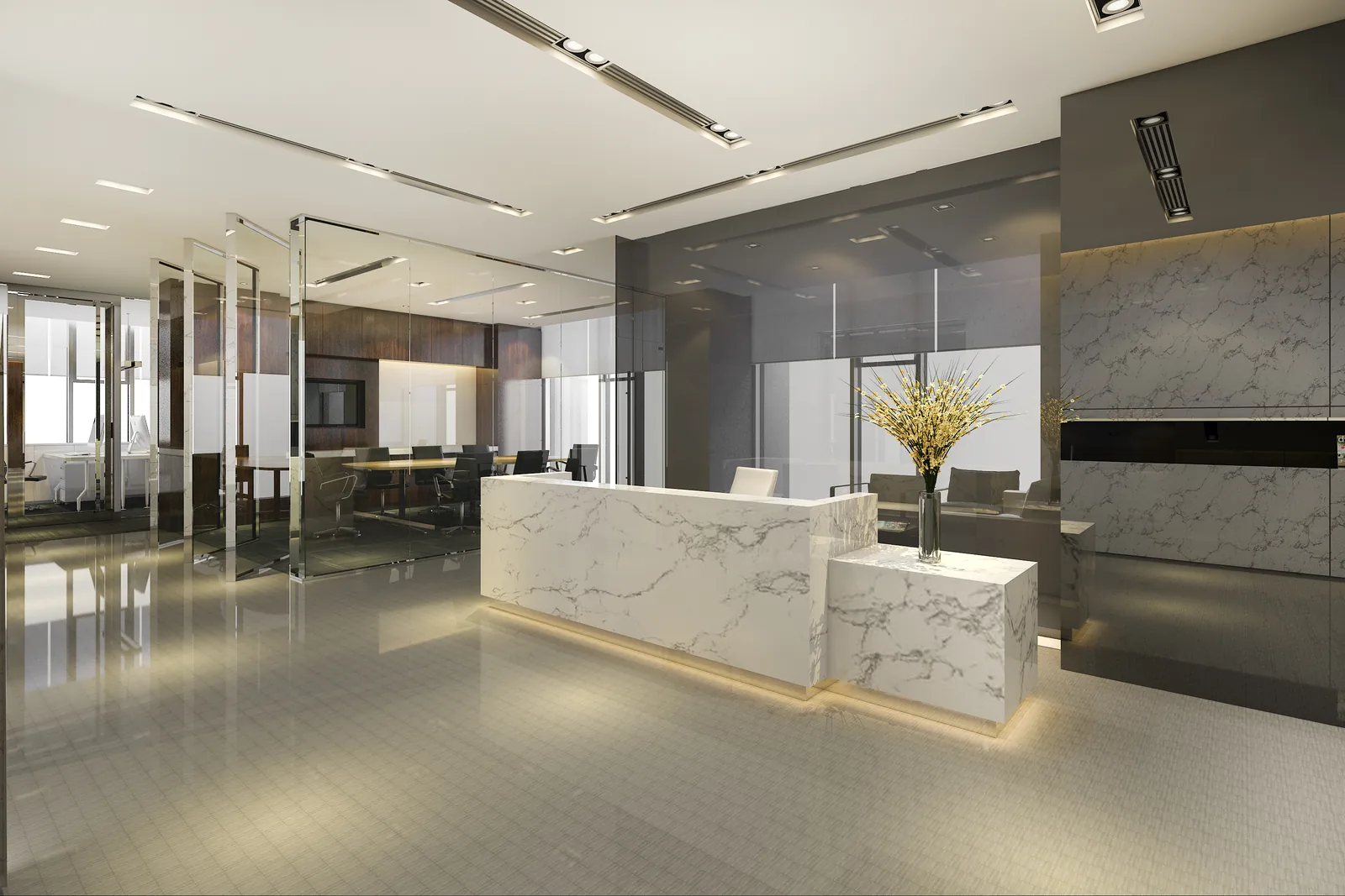Modern corporate office reception in Dubai