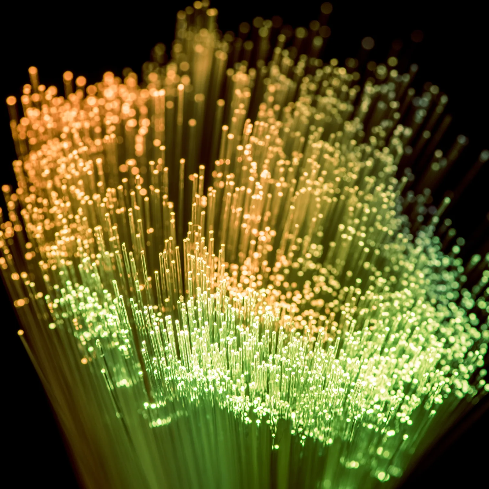 Glowing fibre-optic cabling in a network installation