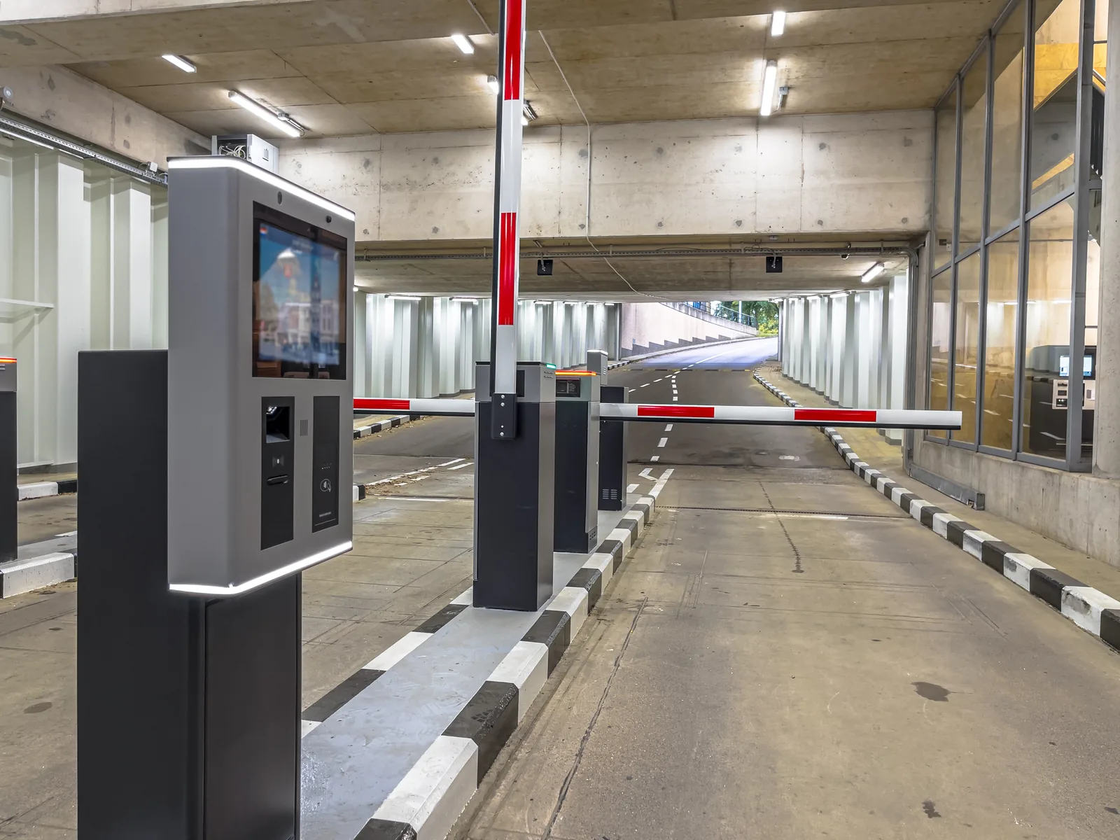 Automated barrier and ticketing system at a car park entrance